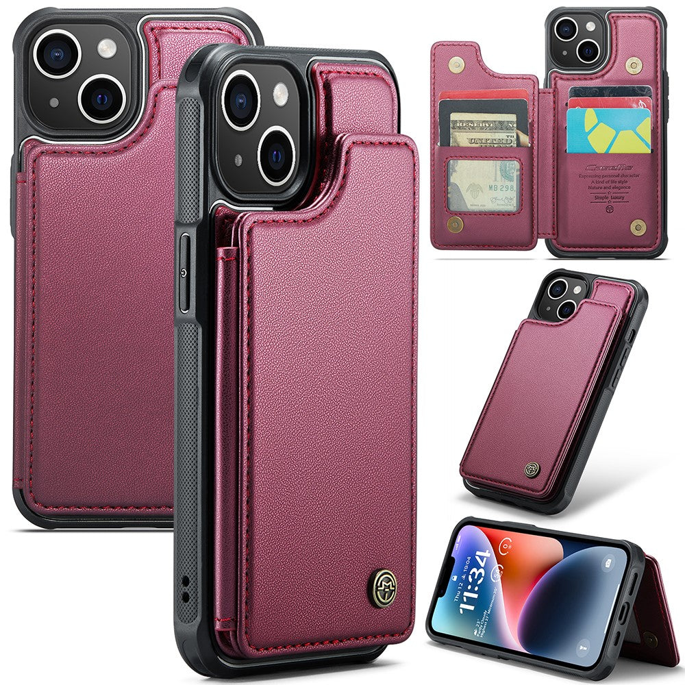 For iPhone 14 Plus Phone Case CASEME C22 Leather Back Cover with RFID Blocking Card Slots