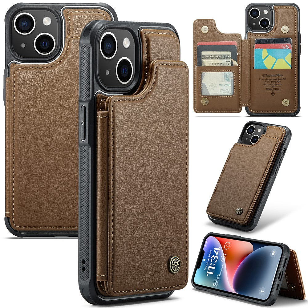 For iPhone 14 Plus Phone Case CASEME C22 Leather Back Cover with RFID Blocking Card Slots