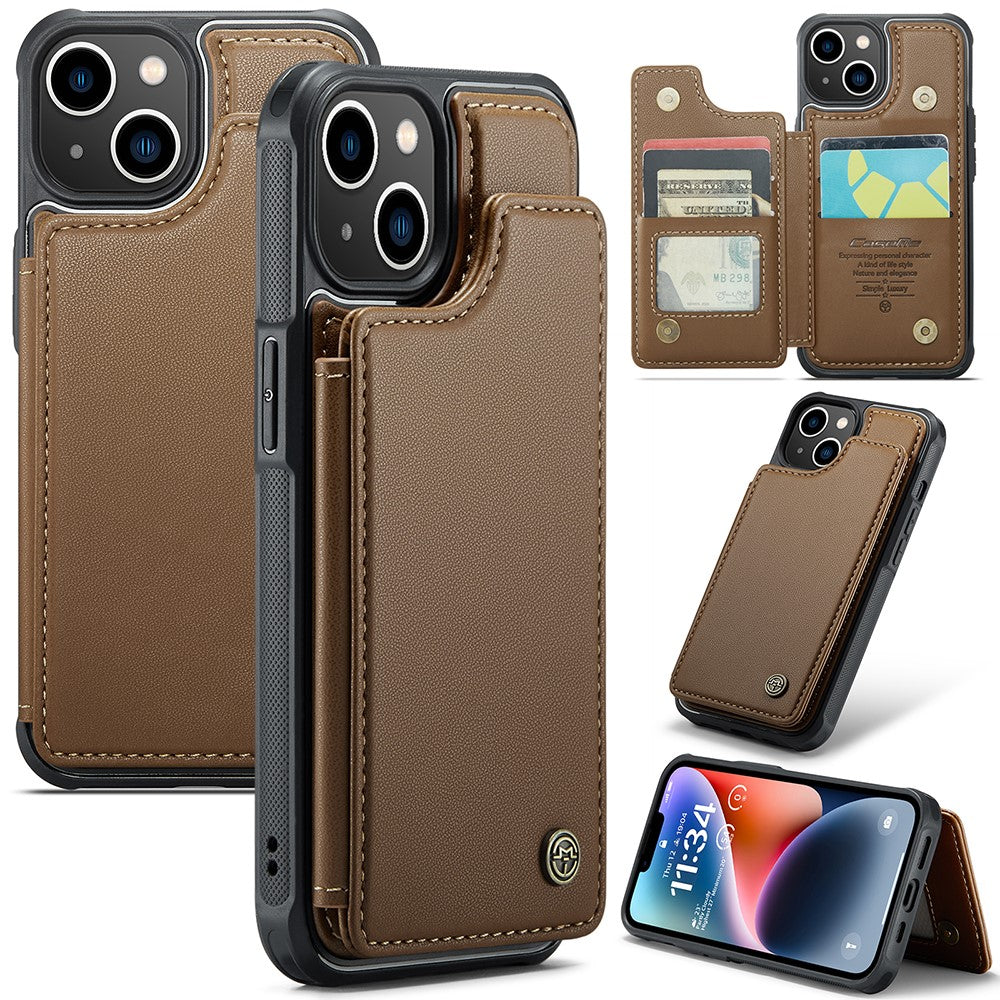 Til iPhone 14 Telefoncover CASEME C22 Læder Bagcover med RFID Blokerende Kortpladser