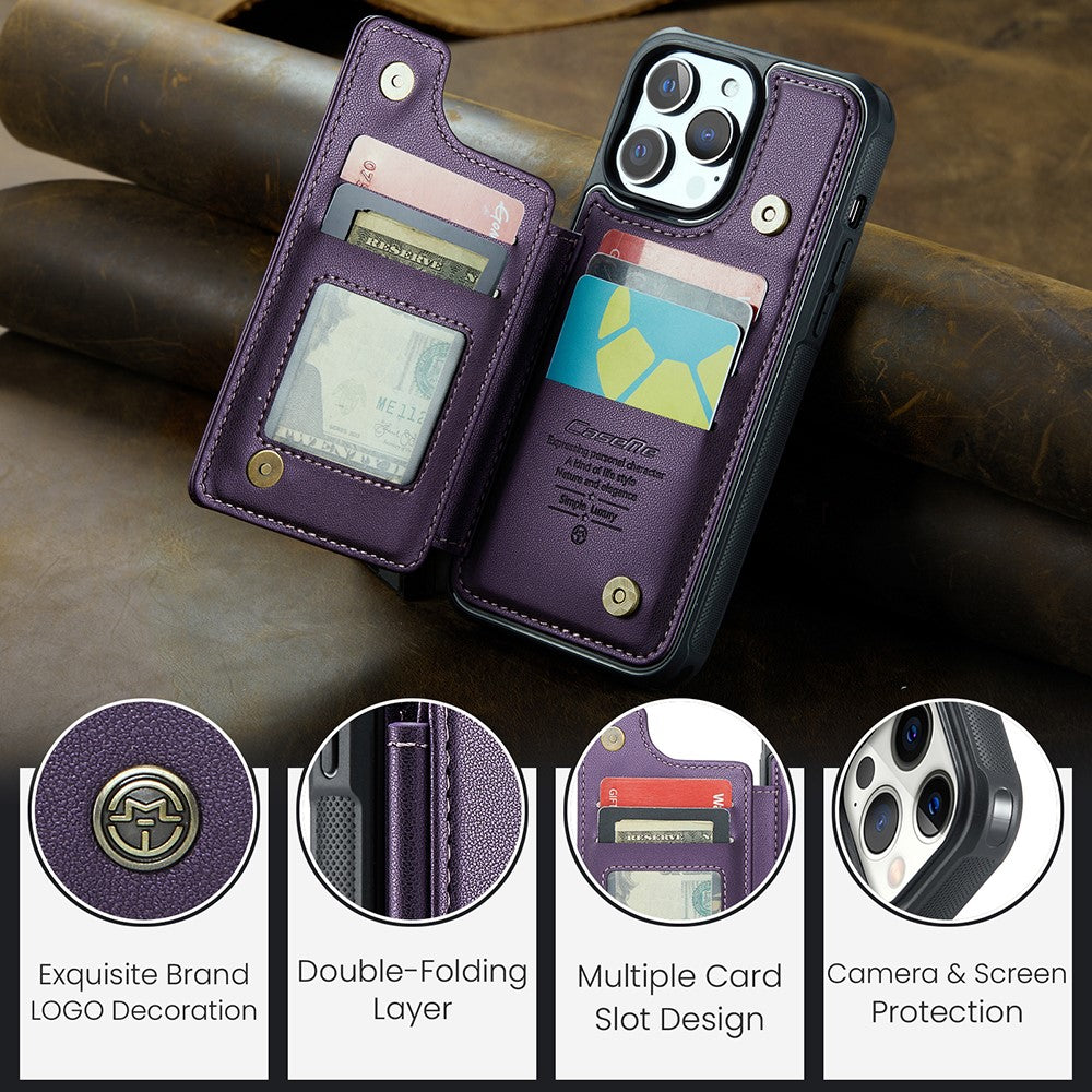 For iPhone 12 Pro Max Phone Case CASEME C22 Leather Back Cover with RFID Blocking Card Slots