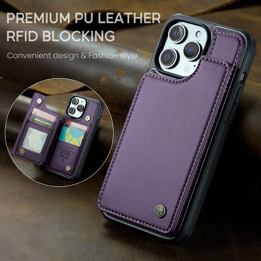 For iPhone 12 Pro Max Phone Case CASEME C22 Leather Back Cover with RFID Blocking Card Slots