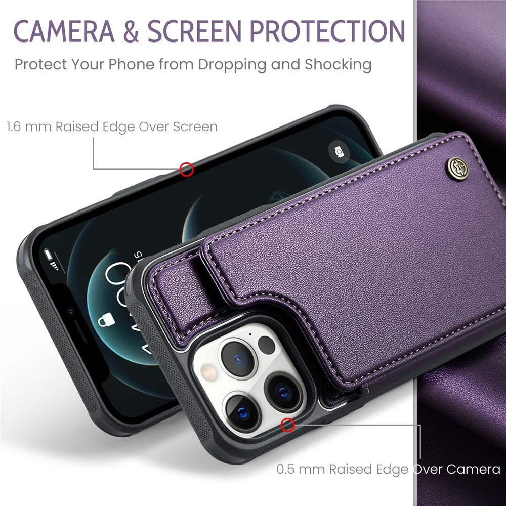 For iPhone 12 Pro Max Phone Case CASEME C22 Leather Back Cover with RFID Blocking Card Slots