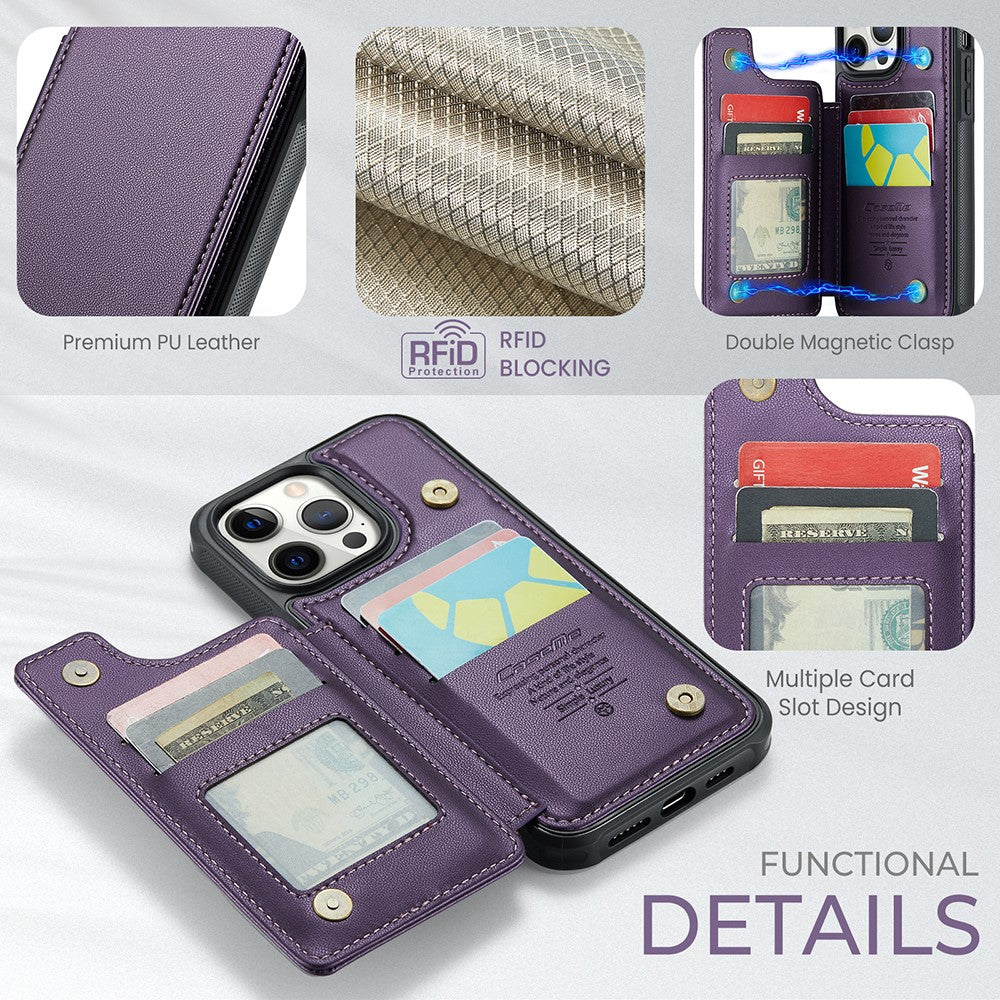 For iPhone 12 Pro Max Phone Case CASEME C22 Leather Back Cover with RFID Blocking Card Slots