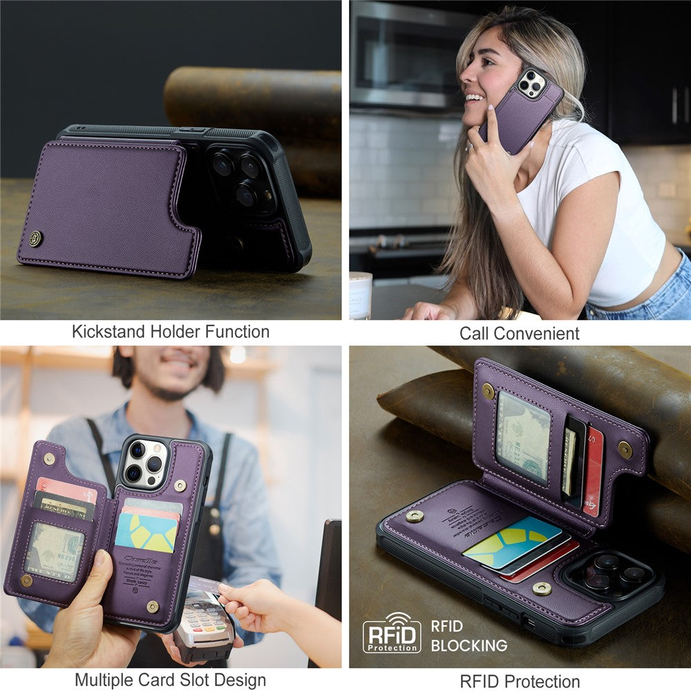 For iPhone 12 Pro Max Phone Case CASEME C22 Leather Back Cover with RFID Blocking Card Slots