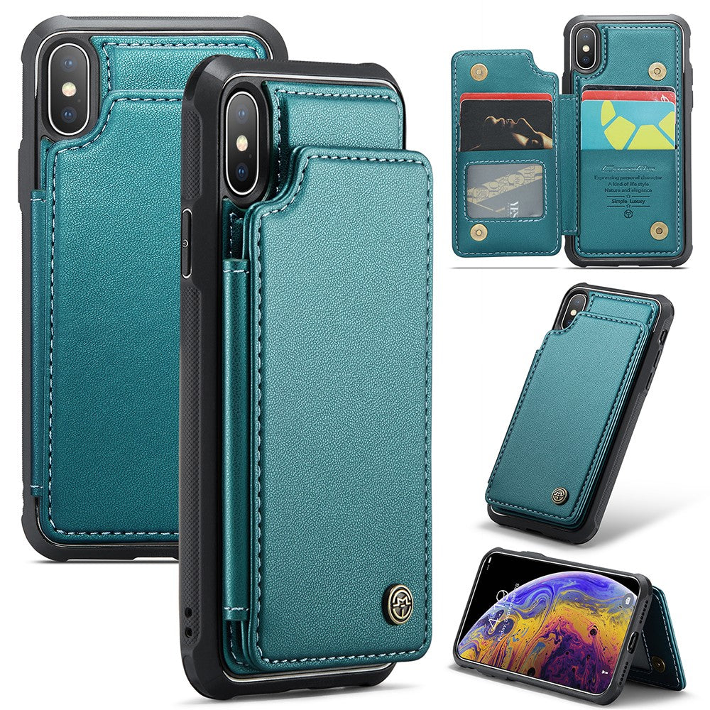 For iPhone XS Max Phone Case CASEME C22 Leather Back Cover with RFID Blocking Card Slots