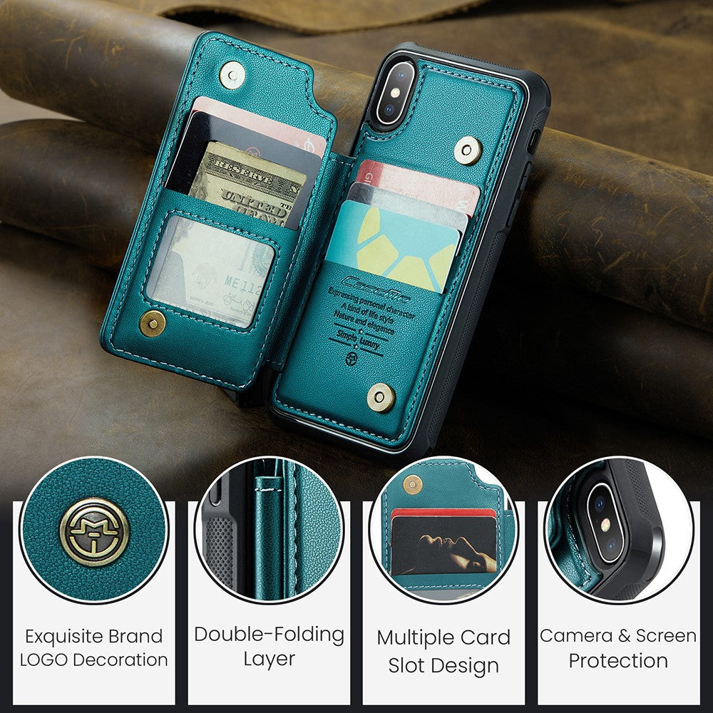 For iPhone XS Max Phone Case CASEME C22 Leather Back Cover with RFID Blocking Card Slots