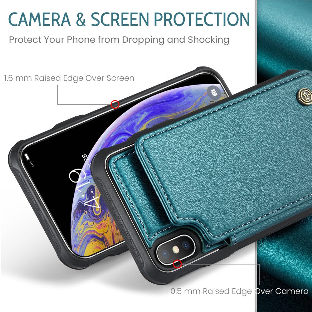 For iPhone XS Max Phone Case CASEME C22 Leather Back Cover with RFID Blocking Card Slots