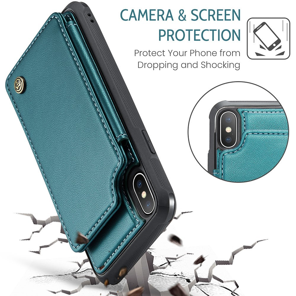 For iPhone XS Max Phone Case CASEME C22 Leather Back Cover with RFID Blocking Card Slots