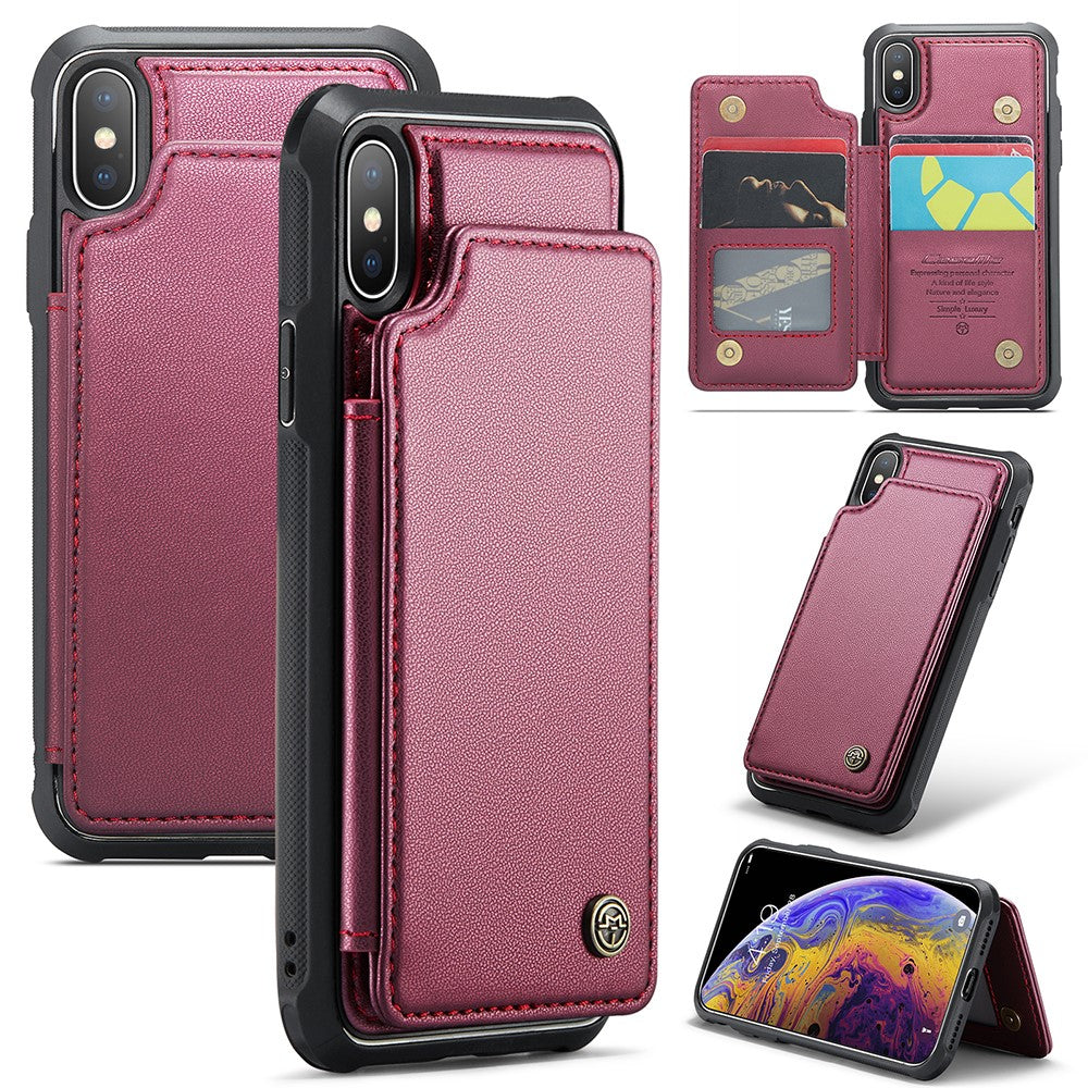 For iPhone XS Max Phone Case CASEME C22 Leather Back Cover with RFID Blocking Card Slots