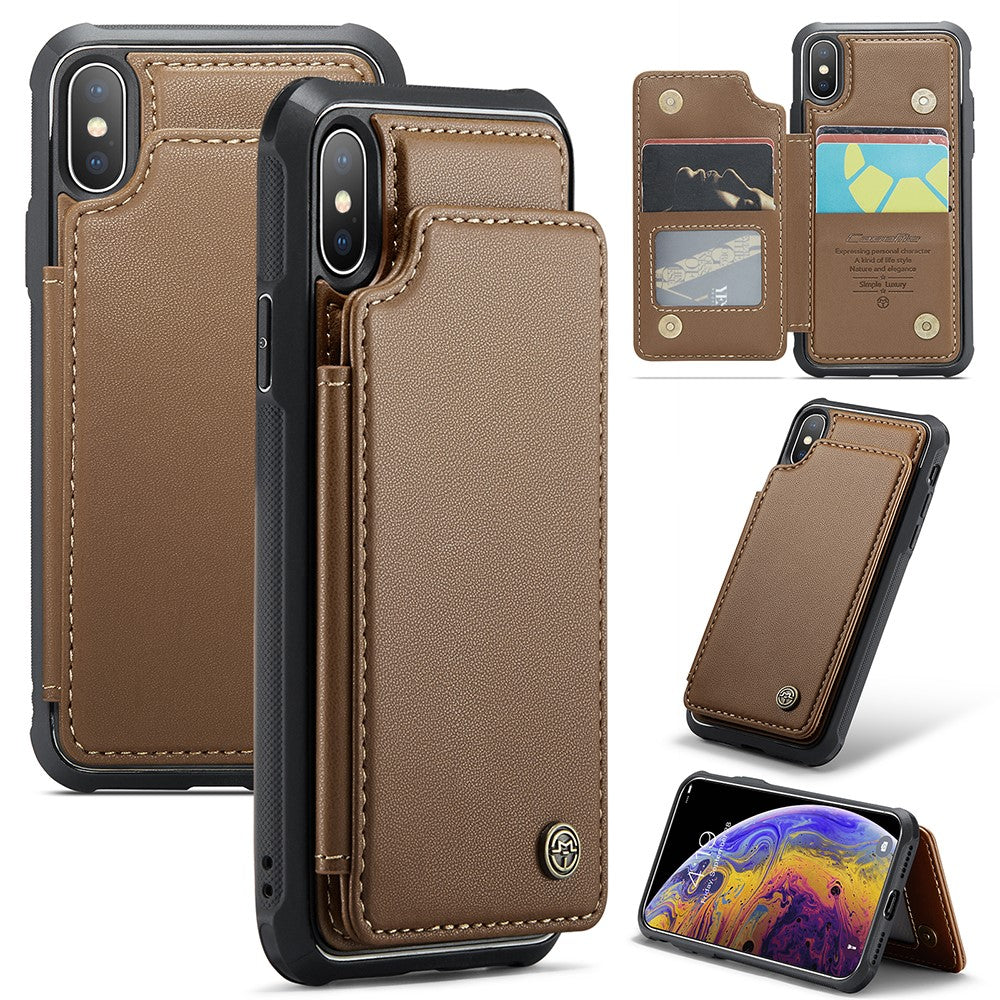 For iPhone XS Max Phone Case CASEME C22 Leather Back Cover with RFID Blocking Card Slots