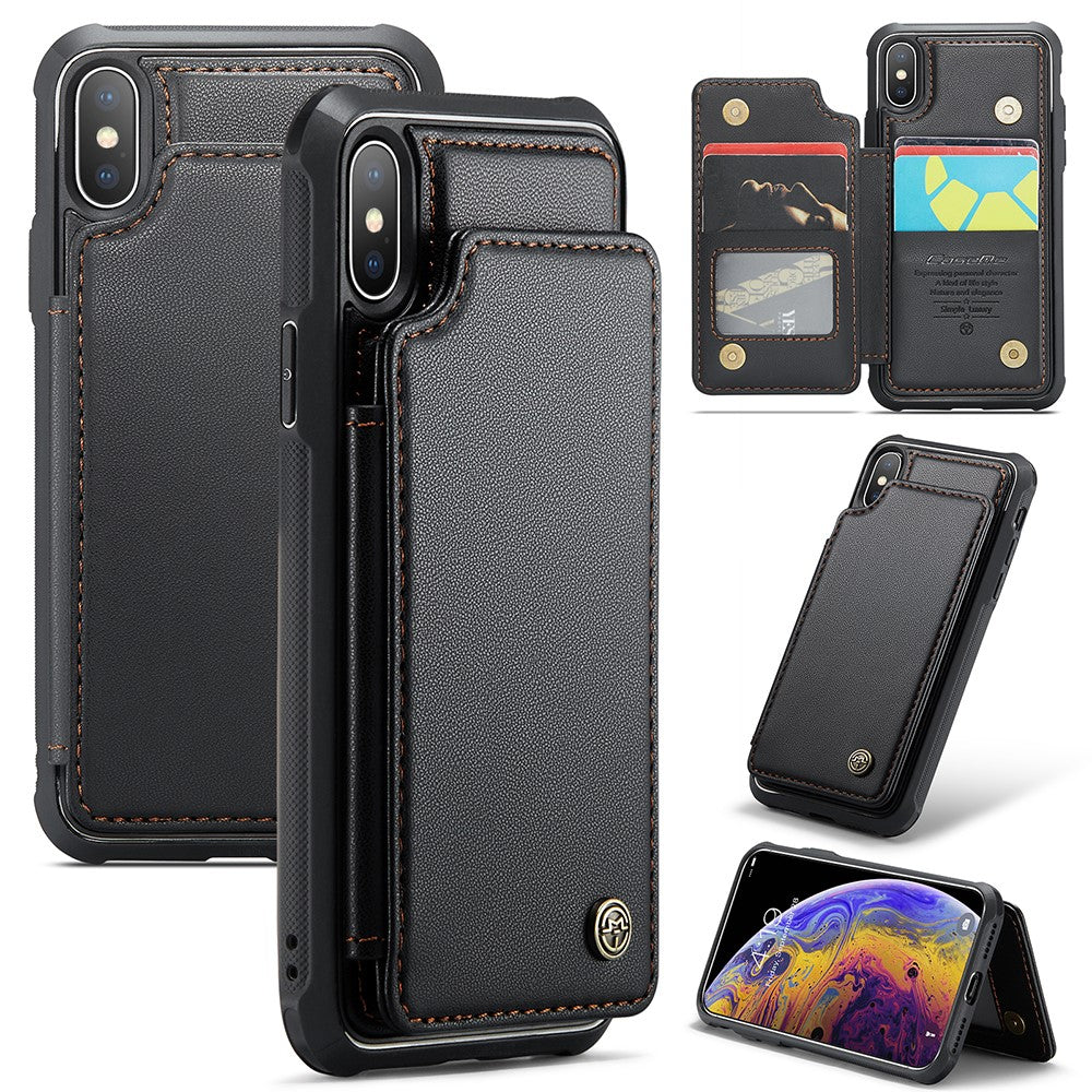 For iPhone XS Max Phone Case CASEME C22 Leather Back Cover with RFID Blocking Card Slots