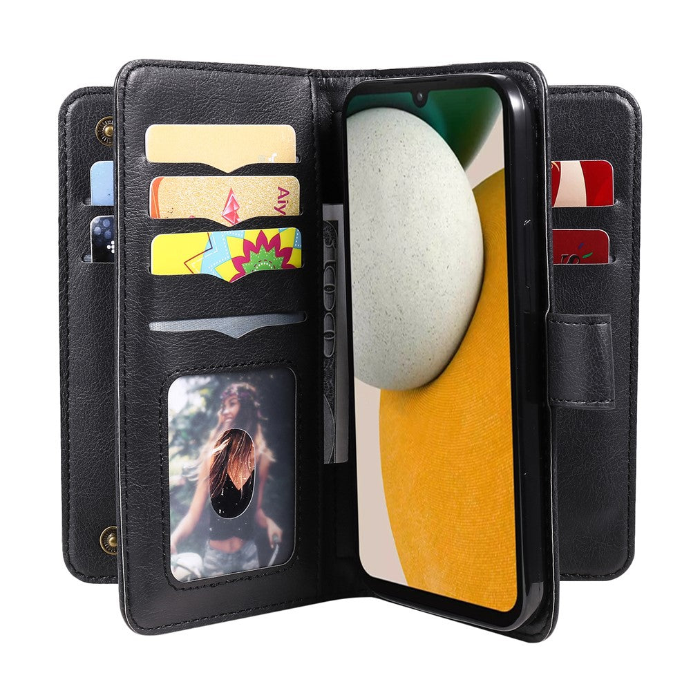 Til Samsung Galaxy A15 5G lædercover med 10 kortpladser og standfunktion