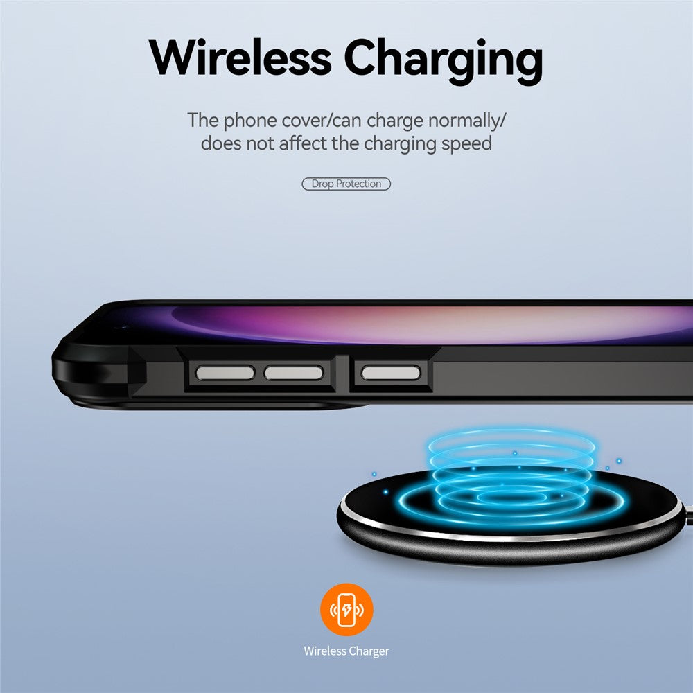 PC+TPU Phone Case for Samsung Galaxy S24+ Phone Cover with Anti-Drop Alloy Lens Frame