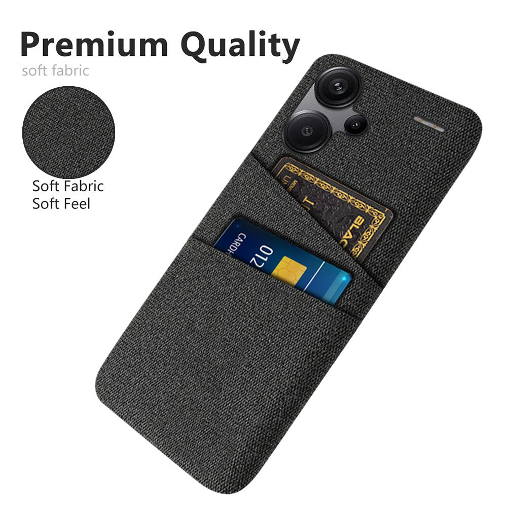 Protective Slim Cover for Xiaomi Redmi Note 13 Pro+ 5G Case Dual Card Holder Hard PC+Cloth Phone Case