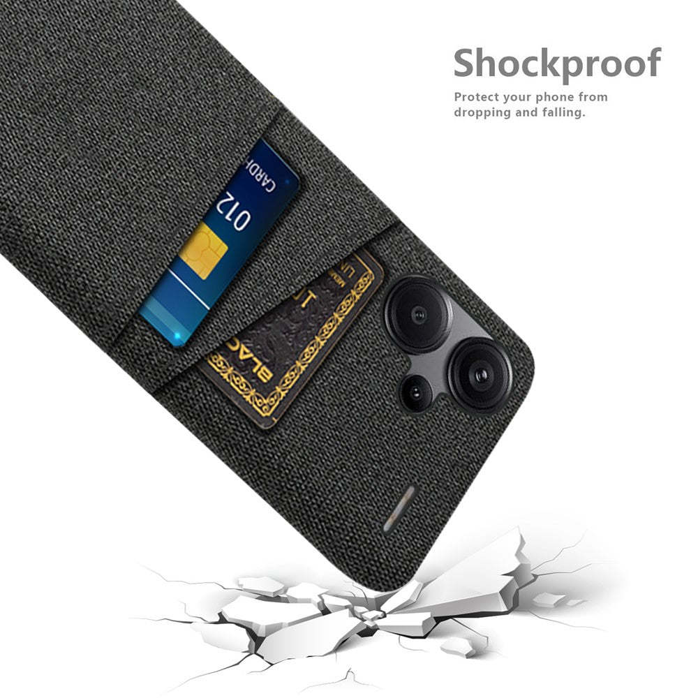 Protective Slim Cover for Xiaomi Redmi Note 13 Pro+ 5G Case Dual Card Holder Hard PC+Cloth Phone Case