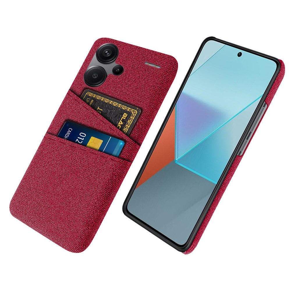 Protective Slim Cover for Xiaomi Redmi Note 13 Pro+ 5G Case Dual Card Holder Hard PC+Cloth Phone Case