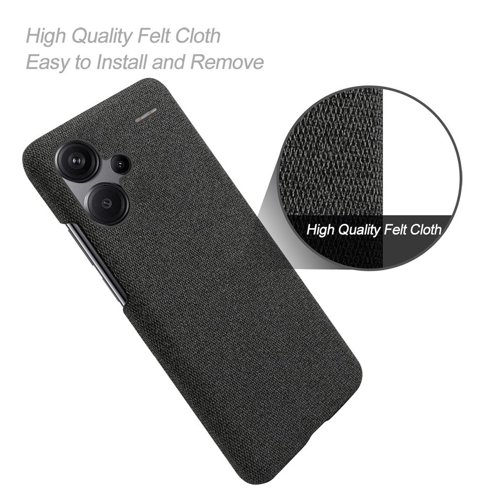 For Xiaomi Redmi Note 13 Pro+ 5G Slim-fit Case Smartphone Cover Shockproof Cloth+PC Phone Shell