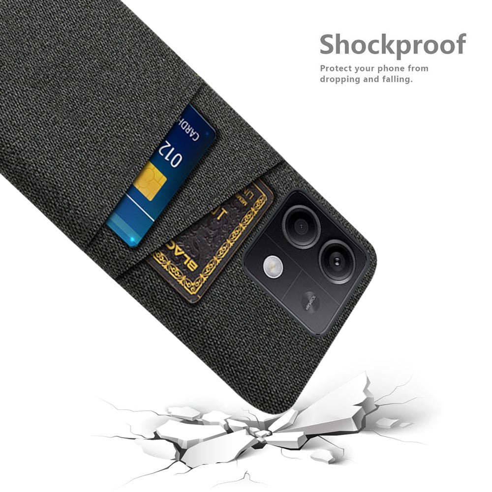 Hårt PC+tygmobilskal för Xiaomi Redmi Note 13 5G-skal med dubbla kortplatser, skyddande mobilskal