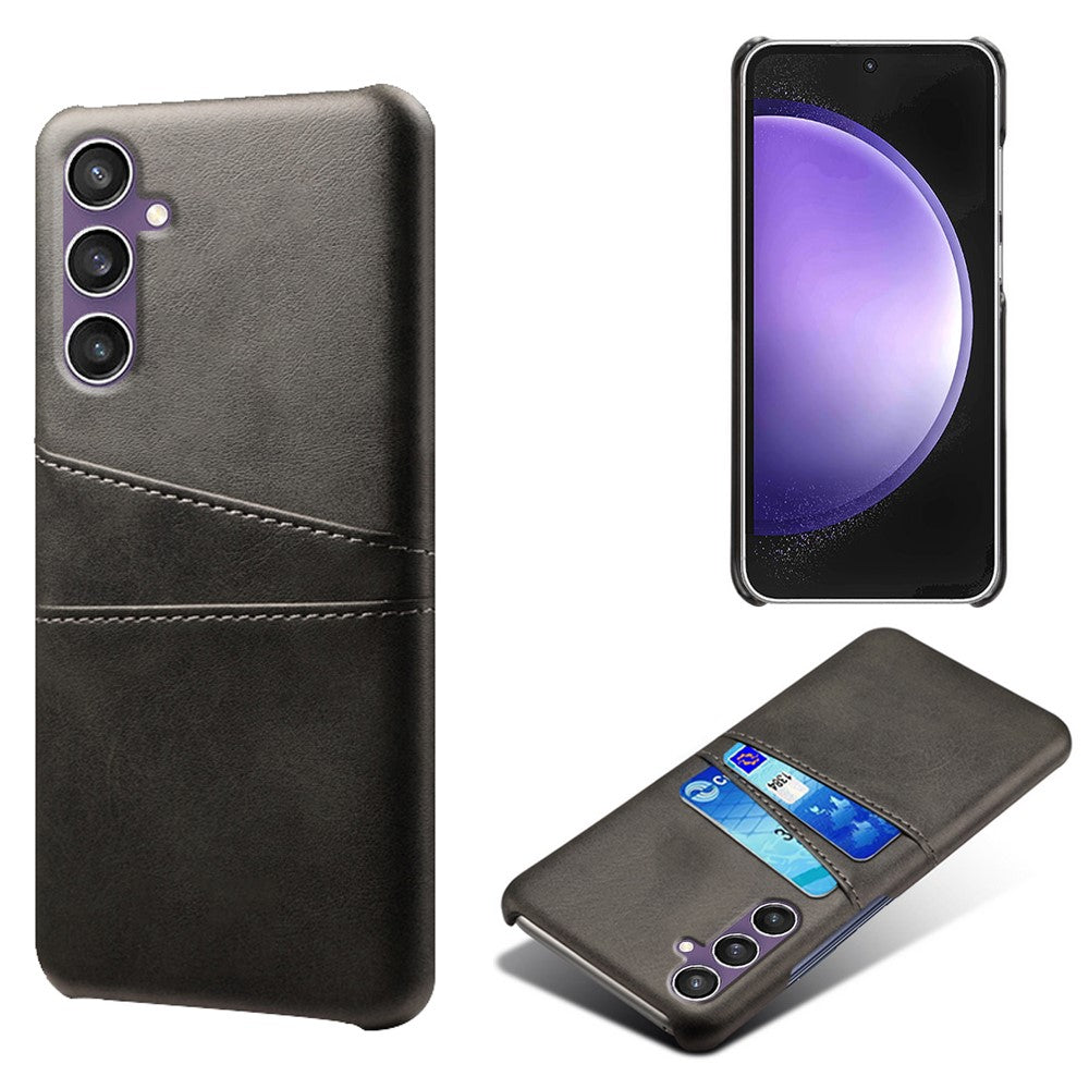 For Samsung Galaxy S23 FE Cover Dual Card Slots PU Leather + PC Phone Case