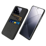 For Xiaomi 14 Hard PC + Cloth Mobile Phone Case Shockproof Cover with Dual Card Holder