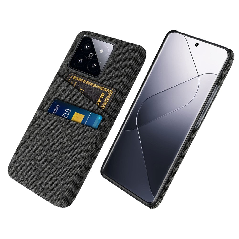 For Xiaomi 14 Hard PC + Cloth Mobile Phone Case Shockproof Cover with Dual Card Holder