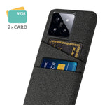 For Xiaomi 14 Hard PC + Cloth Mobile Phone Case Shockproof Cover with Dual Card Holder