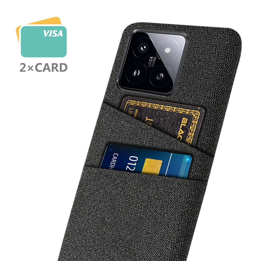 For Xiaomi 14 Hard PC + Cloth Mobile Phone Case Shockproof Cover with Dual Card Holder