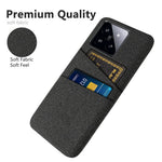 For Xiaomi 14 Hard PC + Cloth Mobile Phone Case Shockproof Cover with Dual Card Holder
