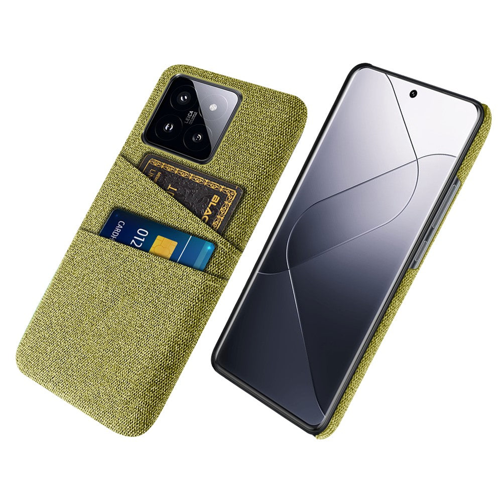 For Xiaomi 14 Hard PC + Cloth Mobile Phone Case Shockproof Cover with Dual Card Holder