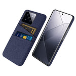 For Xiaomi 14 Hard PC + Cloth Mobile Phone Case Shockproof Cover with Dual Card Holder