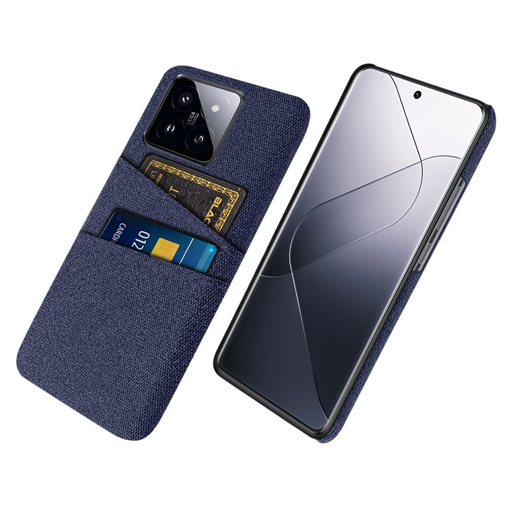 For Xiaomi 14 Hard PC + Cloth Mobile Phone Case Shockproof Cover with Dual Card Holder