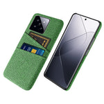 For Xiaomi 14 Hard PC + Cloth Mobile Phone Case Shockproof Cover with Dual Card Holder