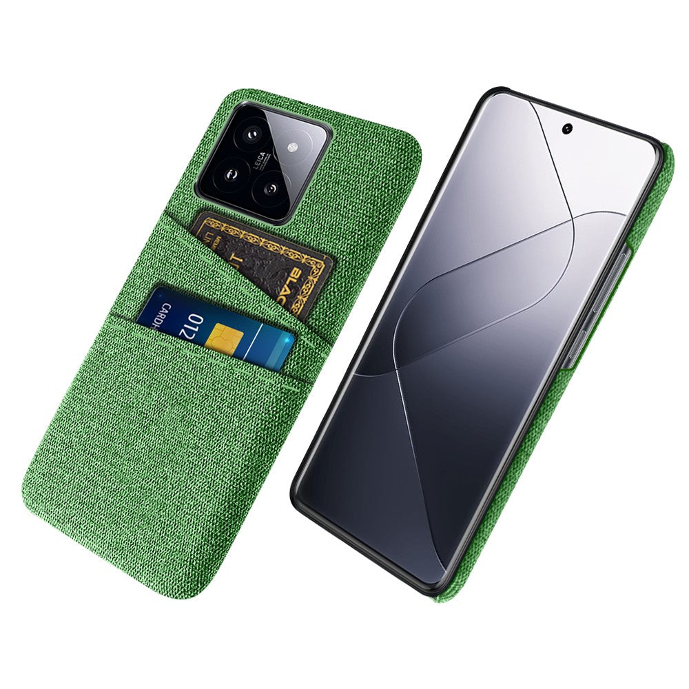 For Xiaomi 14 Hard PC + Cloth Mobile Phone Case Shockproof Cover with Dual Card Holder