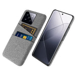 For Xiaomi 14 Hard PC + Cloth Mobile Phone Case Shockproof Cover with Dual Card Holder