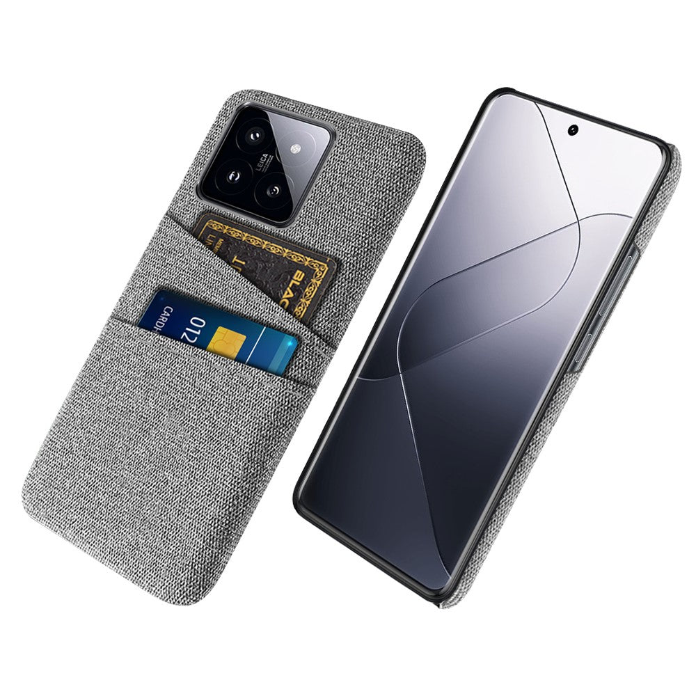 For Xiaomi 14 Hard PC + Cloth Mobile Phone Case Shockproof Cover with Dual Card Holder