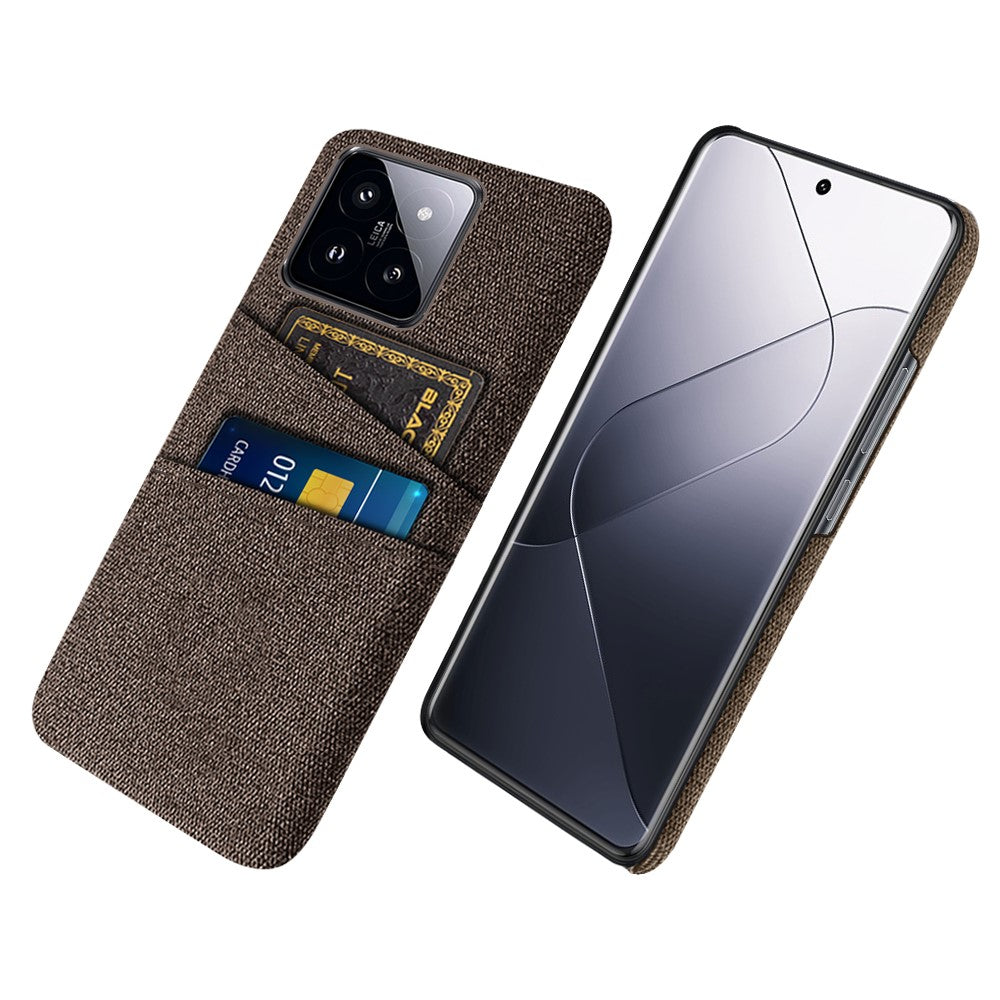 For Xiaomi 14 Hard PC + Cloth Mobile Phone Case Shockproof Cover with Dual Card Holder