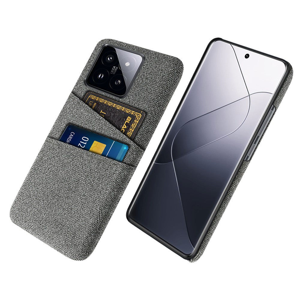 For Xiaomi 14 Pro Anti-Scratch Phone Cover Dual Card Slots Hard PC Coated Cloth Phone Case