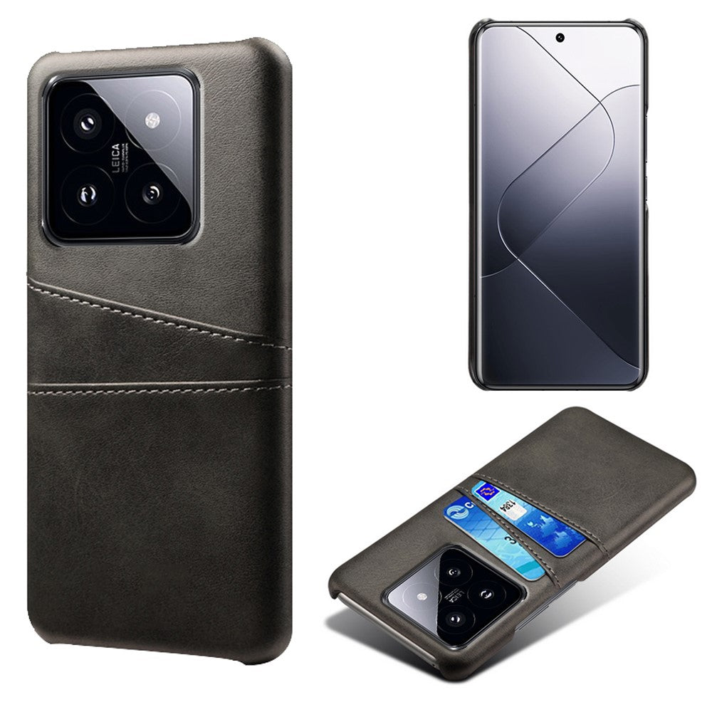 For Xiaomi 14 Case Dual Card Slots PU Leather Coated PC Protective Phone Cover