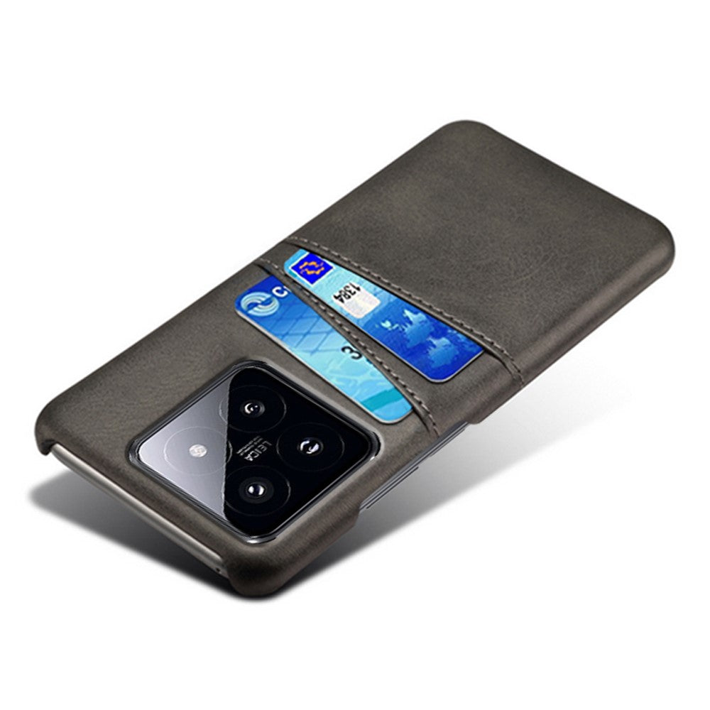 For Xiaomi 14 Case Dual Card Slots PU Leather Coated PC Protective Phone Cover