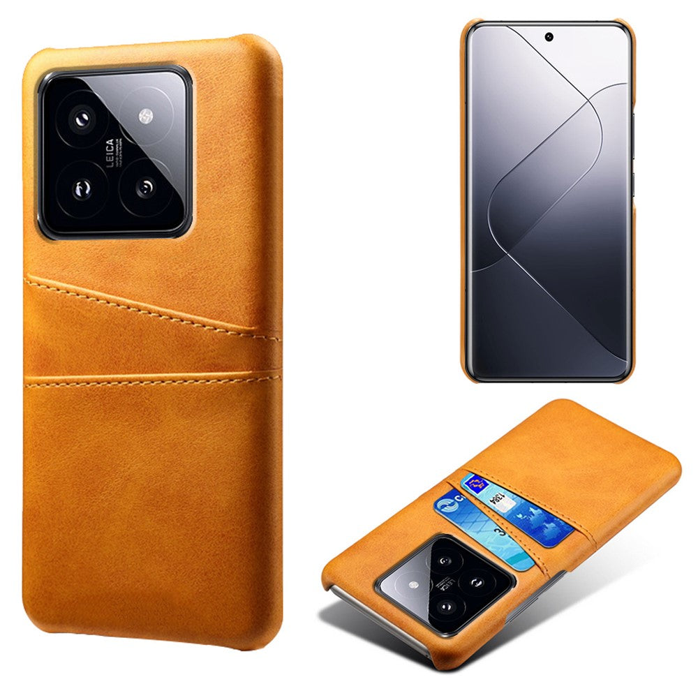 For Xiaomi 14 Case Dual Card Slots PU Leather Coated PC Protective Phone Cover