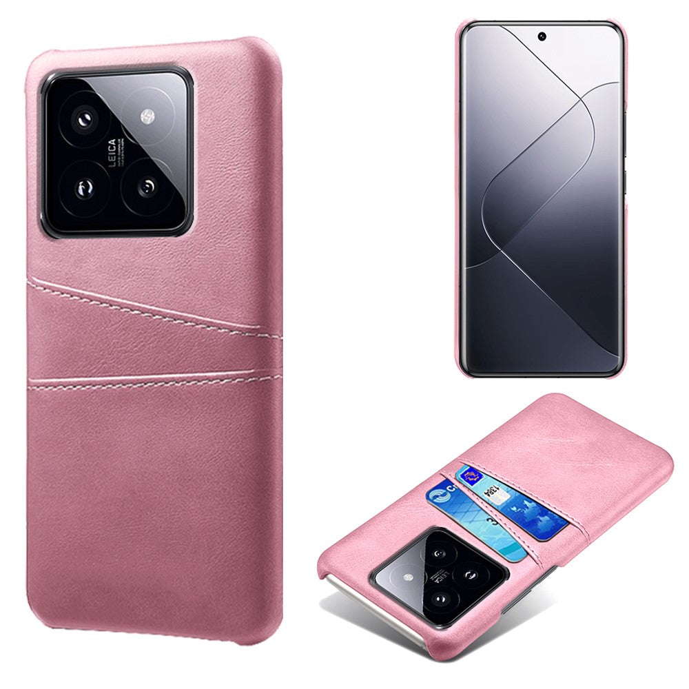 For Xiaomi 14 Case Dual Card Slots PU Leather Coated PC Protective Phone Cover