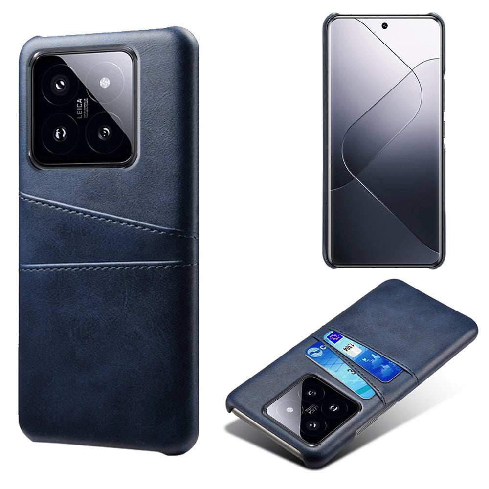 For Xiaomi 14 Case Dual Card Slots PU Leather Coated PC Protective Phone Cover