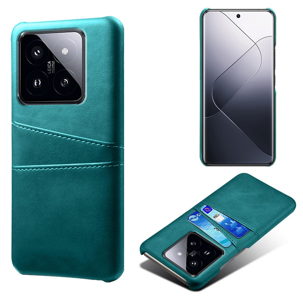 For Xiaomi 14 Case Dual Card Slots PU Leather Coated PC Protective Phone Cover