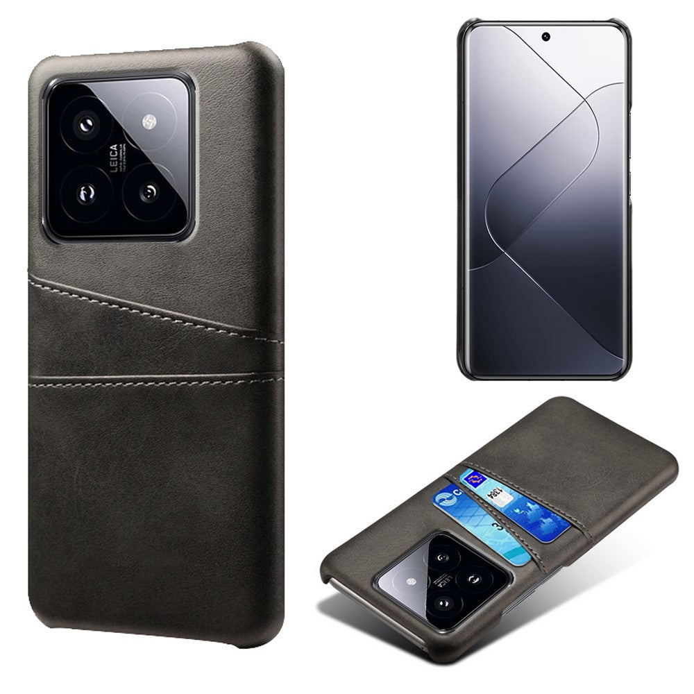 For Xiaomi 14 Pro Case Dual Card Slots PU Leather+PC Anti-drop Phone Cover