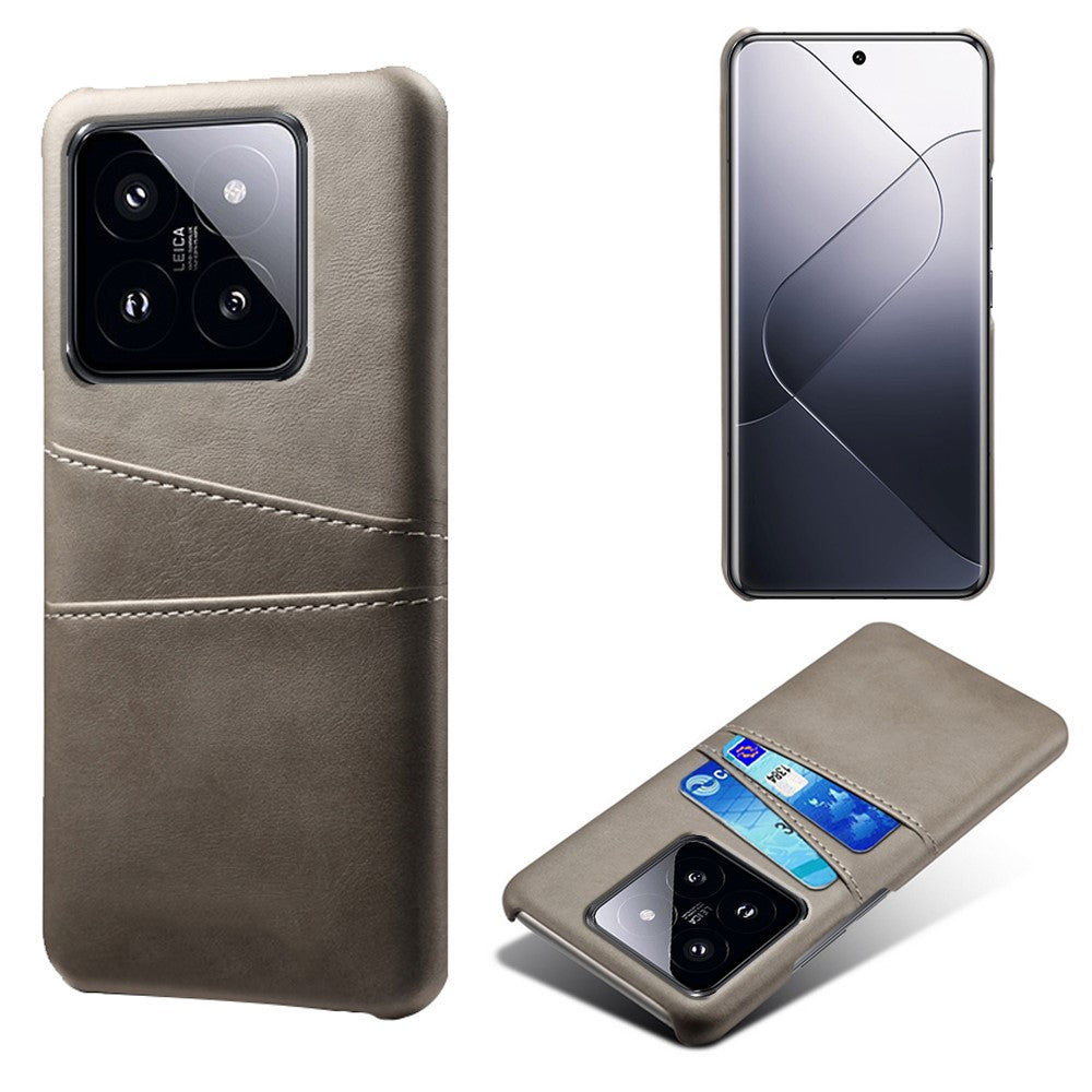 For Xiaomi 14 Pro Case Dual Card Slots PU Leather+PC Anti-drop Phone Cover