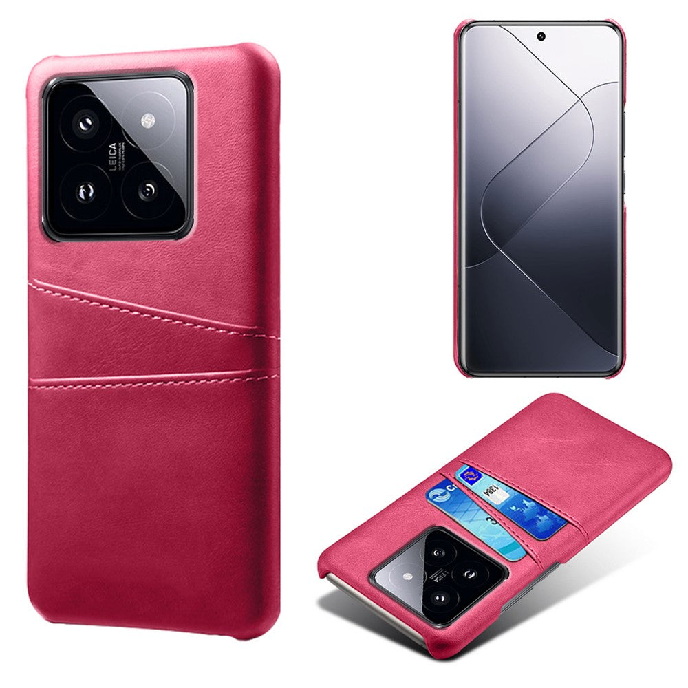 Xiaomi 14 Pro-skal med dubbla kortplatser i PU-läder + PC, fallskyddande mobilskal
