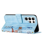For Samsung Galaxy S24 Ultra Leather Case Flower Pattern Stand Phone Cover