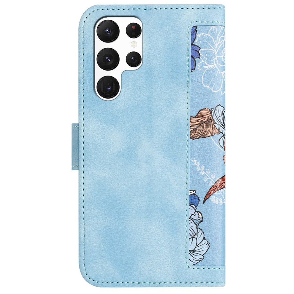 For Samsung Galaxy S24 Ultra Leather Case Flower Pattern Stand Phone Cover