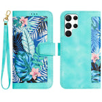For Samsung Galaxy S24 Ultra Leather Case Flower Pattern Stand Phone Cover