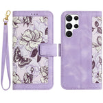 For Samsung Galaxy S24 Ultra Leather Case Flower Pattern Stand Phone Cover